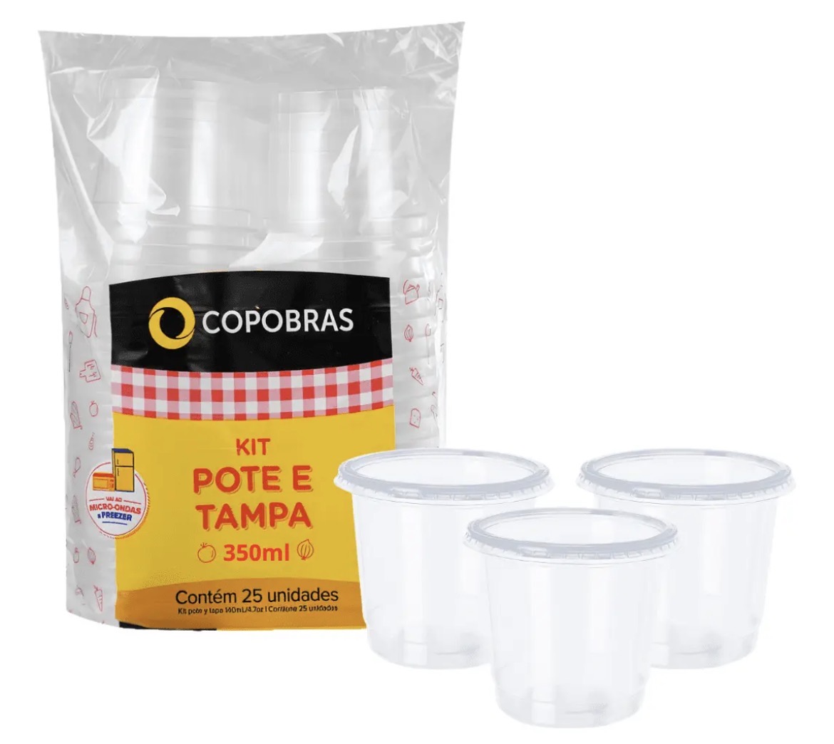 Pote con tapa 350 ml en Kit x 25 unidades