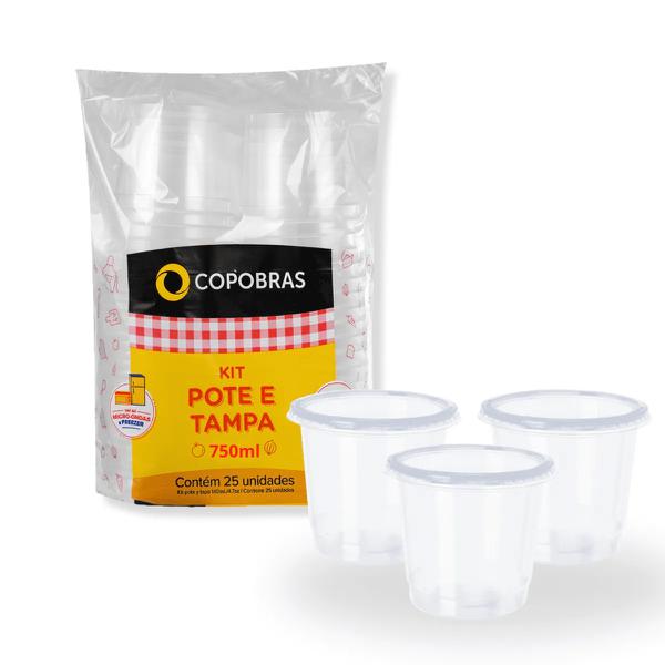 Pote con tapa 750 ml en Kit x 25 unidades
